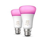Philips Hue White & Colour Ambiance Smart Bulb Twin Pack LED [B22 Bayonet Cap]. Works with Alexa, Google Assistant and Apple HomeKit