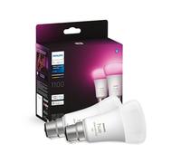 Philips Hue White & Colour Ambiance Smart Bulb Twin Pack Led B22 With Bluetooth - 1100 Lumen