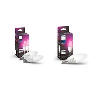 Philips Hue White & Colour Ambiance Smart Light Bulb Candle Triple Pack LED [E14] with Bluetooth - 1100 Lumen. Works with Alexa, Google Nest, Apple Homekit.