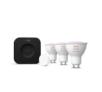 Philips Hue White & Colour Ambiance Starter Kit: 3 Gu10 Bulbs + Smart Button + Bridge Pro