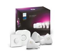 Philips Hue White & Colour Ambiance Starter Kit: Smart Bulb 3X Pack LED [GU10] incl. Bridge and Smart Button - 350 Lumen, 929001953116