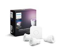 Philips Hue White & Colour Ambiance Starter Kit: Smart Bulb 3X Pack LED [GU10 Spot] incl. Bridge. Works with Alexa, Google Assistant and Apple HomeKit.