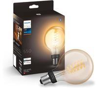 Philips Hue White Filament Regular Globe LED Smart Light Bulb 1 Pack [E27 Edison Screw], with Bluetooth, Works with Alexa, Google Assistant and Apple Homekit.