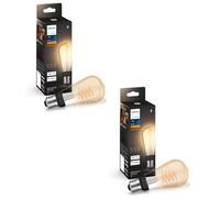 Philips Hue White Filament ST64 Smart Light Bulb [E27 Edison Screw] with Bluetooth, Vintage Indoor Decorative Home Lighting - 2 Pack