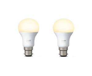 Philips Hue White Personal Wireless Lighting LED B22 Twin Pack Bayonet Cap Light Bulbs , 2 x 9.5 W Bayonet Caps [Apple Homekit Enabled], Works with Alexa