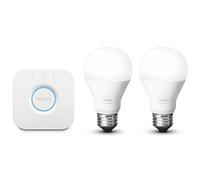 Philips Hue White Personal Wireless Lighting LED Starter Kit, Includes 2 x 8.5 W A60 E27 Edison Screw Bulbs, 1 x Hue Bridge