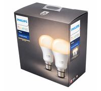 Philips Hue White Personal Wireless Lighting LED B22 Twin Pack Bayonet Cap Light Bulbs , 2 x 9.5 W Bayonet Caps [Apple Homekit Enabled], Works with Alexa