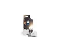 Philips Hue White Smart Luster Bulb Twin Pack LED [E14 Small Edison Screw] - 470 Lumens (40W Equivalent). Works with Alexa, Google Assistant and Apple