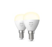 Philips Hue White Smart Lustre Bulb Twin Pack [E14 Small Edison Screw] with Bluetooth. Works with Alexa, Google Assistant and Apple HomeKit