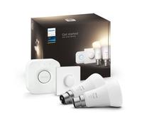 Philips Hue White Starter Kit: Smart Bulb Twin Pack LED [B22 Bayonet Cap] incl. Bridge and Dimmer Switch - 1100 Lumens (75W Equivalent). Works with Alexa, Google Assistant and Apple Homekit