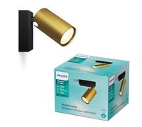 PHILIPS Idris 1-Head spot, GU10 lamp not Included, Brass, IP44, Water-Resistant, Gold