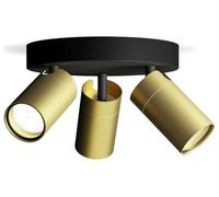 PHILIPS Idris 3-Head spot on Round Plate, GU10 lamp not Included, Brass, IP44, Water-Resistant, Gold