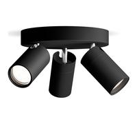 Philips Idris 3-Head spot on Round Plate, GU10 lamp not Included, Black, IP44, Water-Resistant