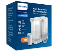 Philips Instant Water Filter Pitcher (3L) - Clean & Great-Tasting Water in Seconds - - 3x Taste + Filter, reduces chlorine&lead, preserves minerals