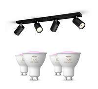 Philips Kosipo Bar-Tube 4-spotlights Black + GU10 colored Bulbs