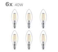 Philips LED Premium Classic Candle Light Bulbs 6 Pack [E14 Small Edison Screw] 4W - 40W Equivalent, Warm White (2700K), Non Dimmable