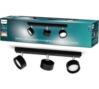 Philips LED Bracia Spot 3x5.5W Warm White 2700k [5.5W - Black] for Indoor Home Lighting, Living Room, Study, Office