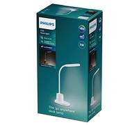 Philips LED Bucket Desk Lamp [Cool White Light 4000K - White] 8W - Charge with USB. for Home Indoor, Work, Study, Reading Lighting