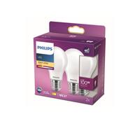 Philips LED bulb E27 10.5 W 2,700 K opal 2-pack