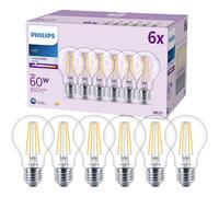 Philips LED bulb E27 7W 850lm 4,000K clear 6-pack