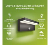 Philips LED Bustan Wall Light Ultra Efficient 3.8W 2700K Anthracite HV Motion Sensor