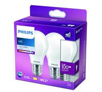 Philips LED Classic A60 Frosted Light Bulb 2 Pack [E27 Edison Screw] 10.5W - 100W Equivalent, Cool White 4000K, Non Dimmable