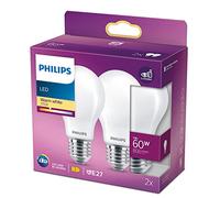 Philips LED bulb E27 7 W 2,700 K opal 2-pack