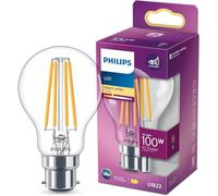 Philips LED Classic A60 Light Bulb [B22 Bayonet Cap] 10.5W - 100W Equivalent, Warm White 2700K, Non Dimmable