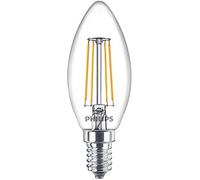 Philips LED Candle Filament Warm White Light Bulb, Glass, Clear, E14, 4 W