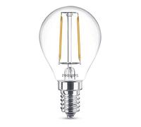 Philips LED Classic Filament Mini-Globe Warm White Light Bulb, Glass, Clear, E14, 2 W