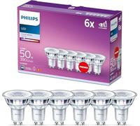 PHILIPS LED Classic (GU10 Spot) 4.6W - 50W Equivalent, 220-240V, Standard Cool White, 4000K (Non-Dimmable), 6 Pack