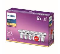 Philips LED Classic Light Bulb 6 Pack [GU10 Spot] 4.6 W - 50 W Equivalent, Warm White (2700K), Non Dimmable