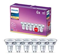 Philips LED Classic Light Bulb 6 Pack [GU10 Spot] 4.6 W - 50 W Equivalent, Warm White (2700K), Non Dimmable, Standard Range