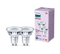 PHILIPS LED Classic Spot Light Bulb 2 Pack [Warm White 2700K - GU10] 50W, Non Dimmable. for Home Indoor Lighting, Value Range