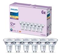 PHILIPS LED Classic Spot Light Bulb 6 Pack [Warm White 2700K - GU10] 50W, Non Dimmable. for Home Indoor Lighting