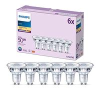 PHILIPS LED Classic Spot Light Bulb 6 Pack [Warm White 2700K - GU10] 50W, Non Dimmable. for Home Indoor Lighting