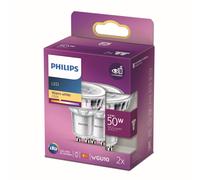 Philips LED Classic WarmGlow Lamp 2 Pack [GU10] 50W, Non Dimmable, Standard Warm White