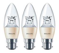 Philips Led Dimtone Candle 6W B22 Dimmable Master Warm White Clear (3 Pack)