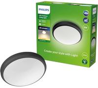 Philips LED Doris Outdoor Ceiling Light 6W [Warm White - Black] Water Resistant IP54, for Garden, Patio and Terrace Lighting.