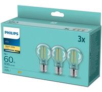 Philips LED E27 3-pack 7W=60W 806lm 2700K Warm White Clear Filament Brand New
