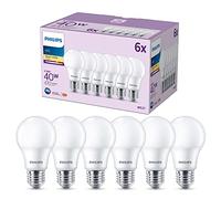 Philips LED Frosted A60 Light Bulb 6 Pack [Warm White 2700K - E27 Edison Screw] 40W, Non Dimmable. for Home Indoor Lighting