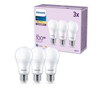 Philips LED Frosted A67 Light Bulb 3 Pack [Warm White 2700K - E27 Edison Screw] 100W, Non Dimmable. for Home Indoor Lighting, Value Range
