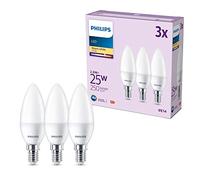 Philips LED Frosted B35 Candle Light Bulb 3 Pack [Warm White 2700K - E14 Small Edison Screw] 25W, Non Dimmable. for Home Indoor Lighting