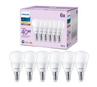 PHILIPS LED Frosted P45 Golf Ball Light Bulb 6 Pack Warm White 2700K - E14...