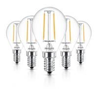 Philips LED Golf Ball Light Bulbs 2W (25W Equivalent) E14 SES Warm White 2700K Non-Dimmable 250 Lumens G45 Energy Saving LED Lamps - Pack of 5