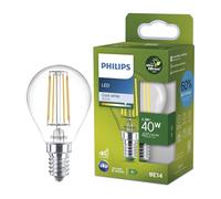 Philips LED Light Bulb Classic, UltraEfficient, 40 W, 485 Lumen, P45, E14 4000 K, Clear Glass, Warm White