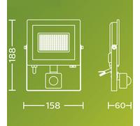 PHILIPS Lois Outdoor Floodlight with Sensor, with Motion Sensor, 14 W, 5000 K Daylight, Anthracite