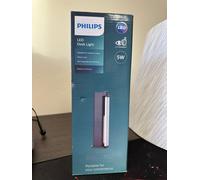 Philips LED Amber Adjustable Desk Lamp [Cool White 4000K - Black] 5W Charge with USB. for Home Reading, Work, Study Lighting