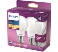 PHILIPS LED Premium Classic A60 Frosted Light Bulb 2 Pack [E27 Edison Screw] 10.5W - 100W Equivalent, Warm White 2700K, Non Dimmable