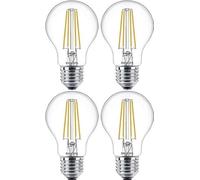 Philips LED Premium Classic A60 Light Bulb 4 Pack [E27 Edison Screw] 7W - 60W Equivalent, Warm White (2700K), Non Dimmable